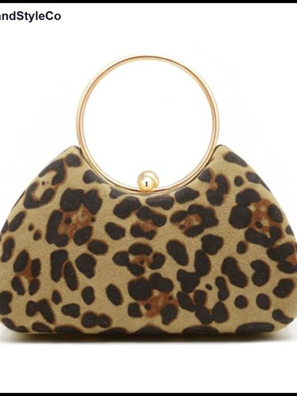Leopard Print Faux Leather Clutch Evening Bag with Removable Chain Strap